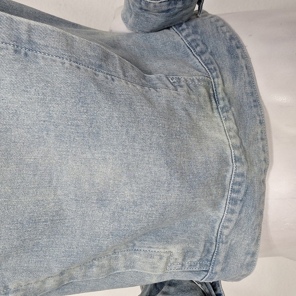 Free People Light Wash Long Sleeve Streetwear Grunge Fitted Denim Jacket Size M - Picture 9 of 14